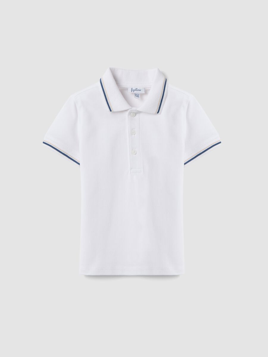 White pure cotton short sleeve polo shirt for children with regular fit_0