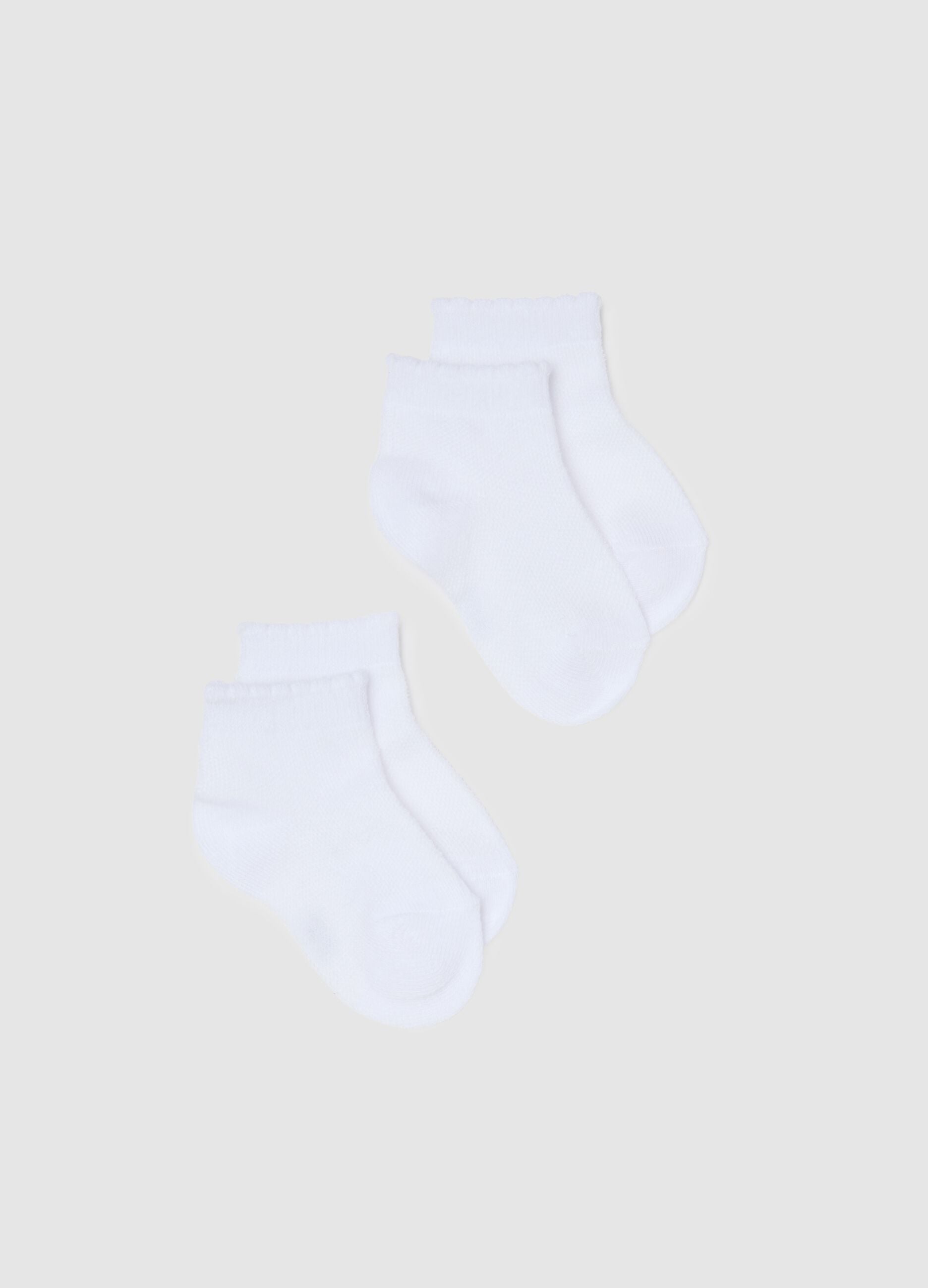 Two-pack of white cotton blend baby socks regular fit