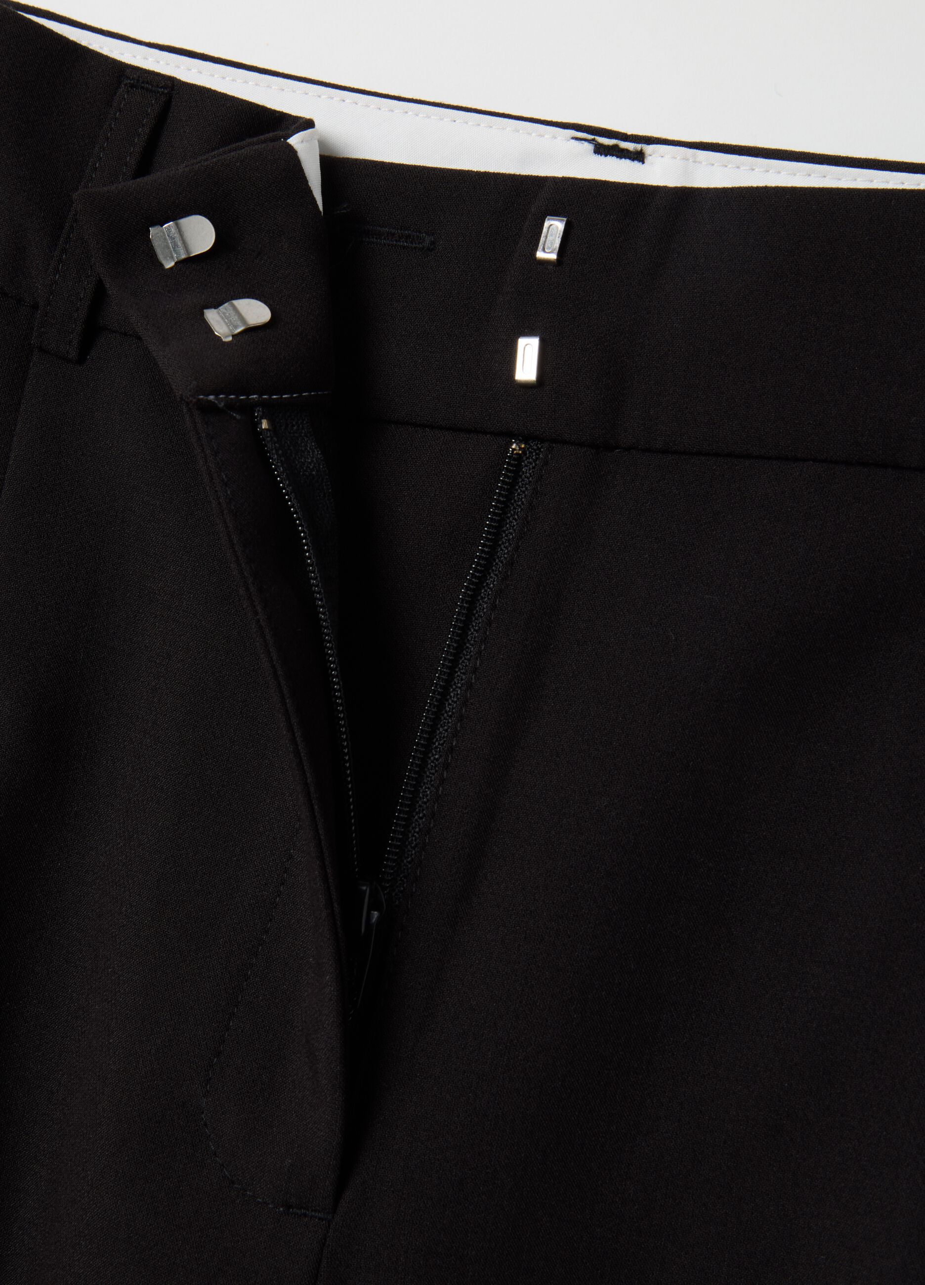 Black Wide Leg Trousers Regular Fit