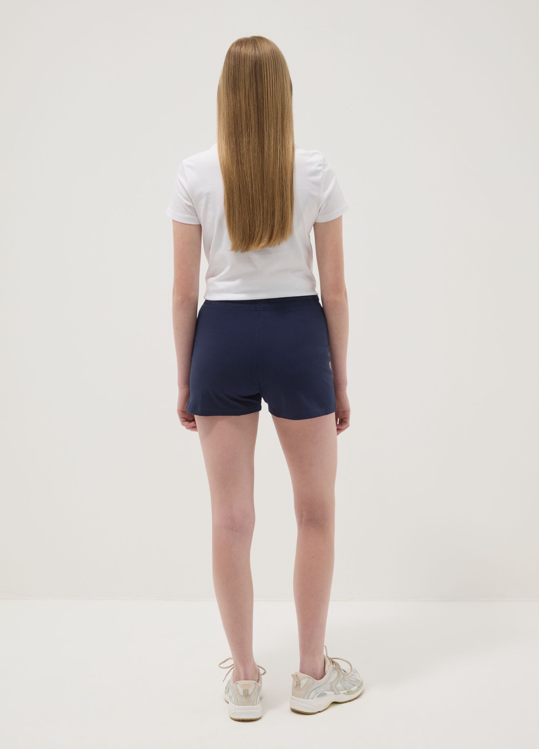 Girls&rsquo; regular-fit blue pure cotton shorts