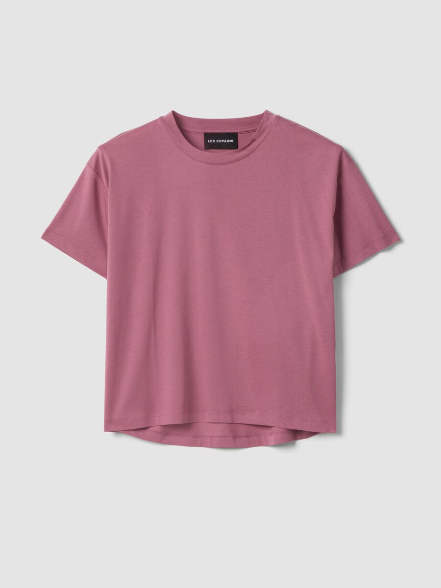 Pink short-sleeve T-shirt in lyocell and cotton blend_4