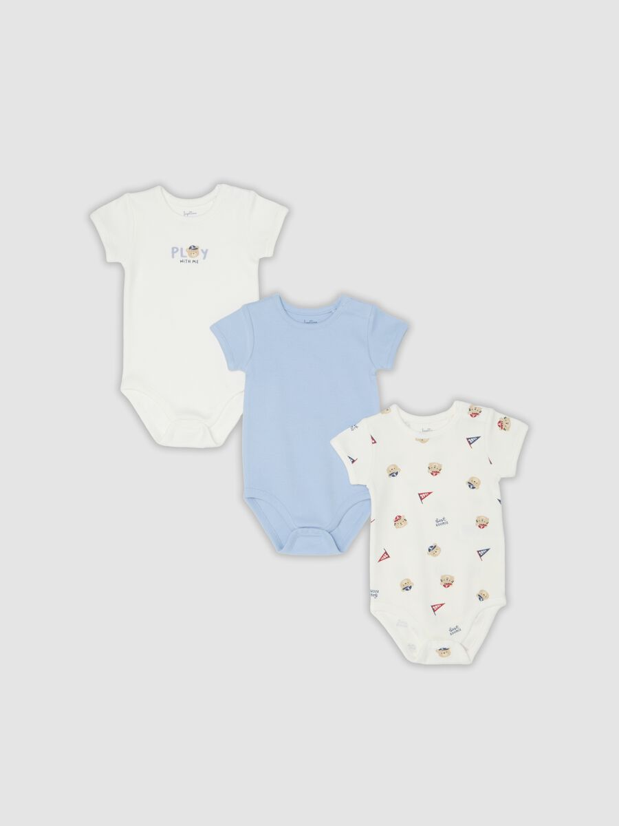 Multicolour 3-pack organic cotton bodysuits for baby and toddler_0