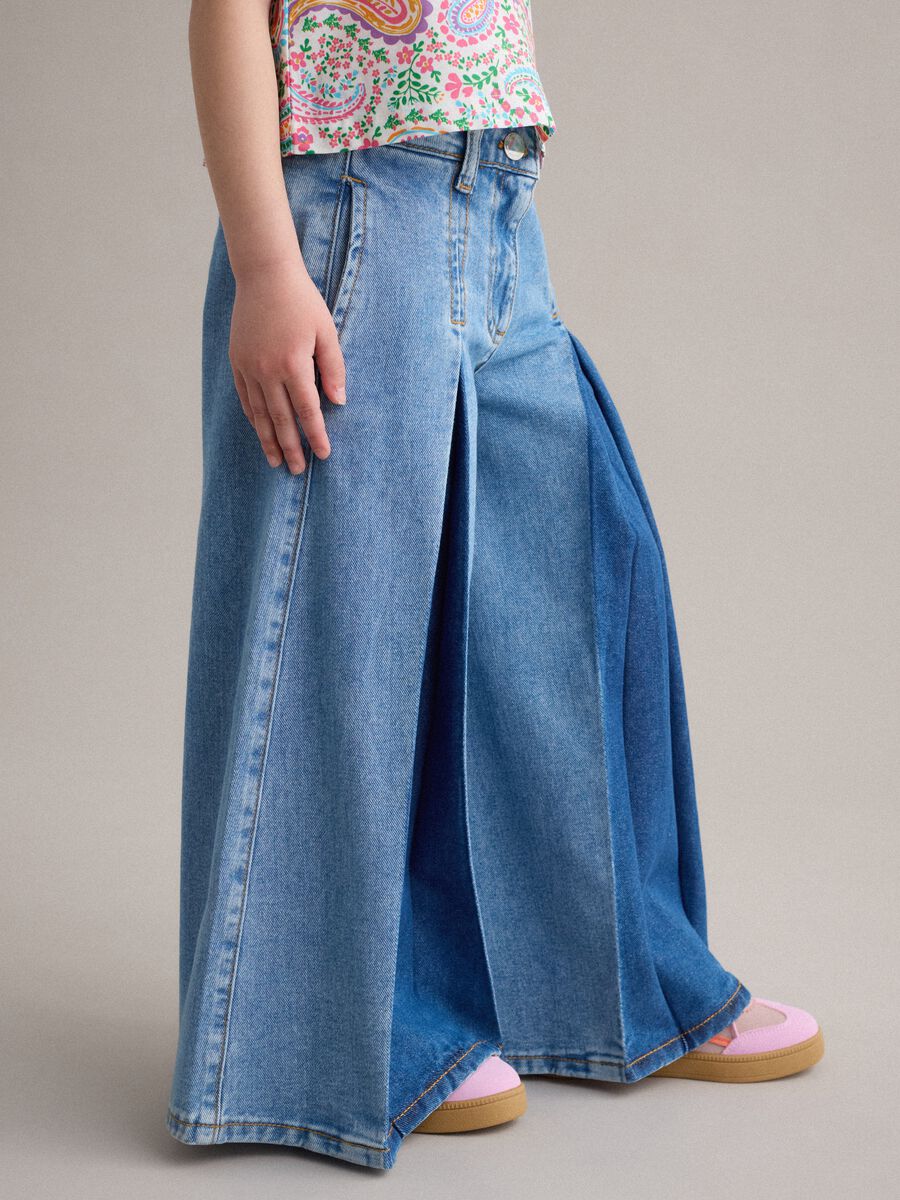 Girls' Pure Cotton Denim Super Wide Leg Jeans_2