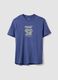 Blue short-sleeve pure cotton T-shirt with print_4