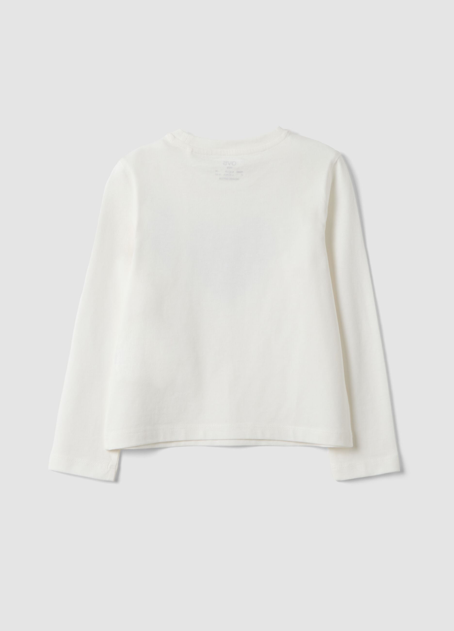 White pure organic cotton girls&rsquo; T-shirt with heart print