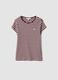 Brown pure cotton crew-neck striped T-shirt_0