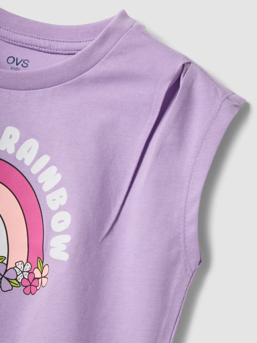 Purple cotton tank top with rainbow print_3