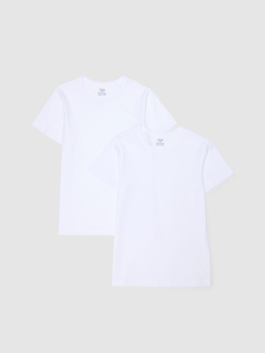 Two-pack white boy's t-shirts in pure cotton regular fit_0