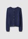 Blue cotton blend regular fit cardigan with buttons_4