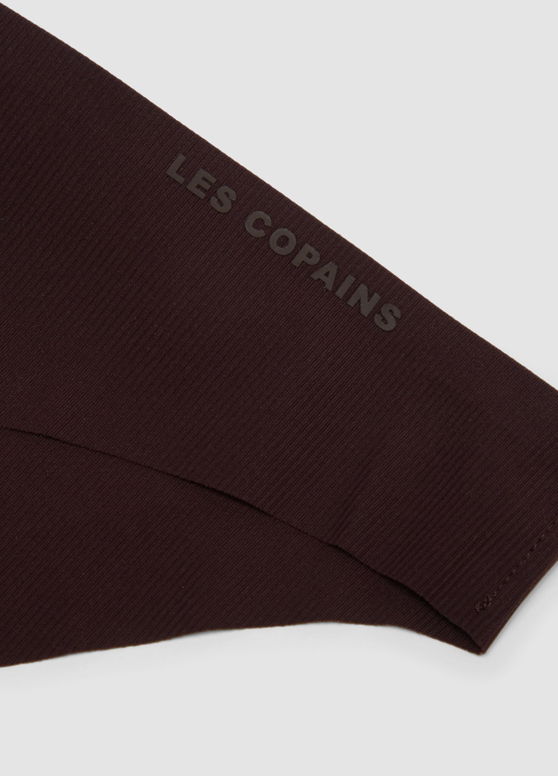 Brown ribbed stretch microfibre briefs