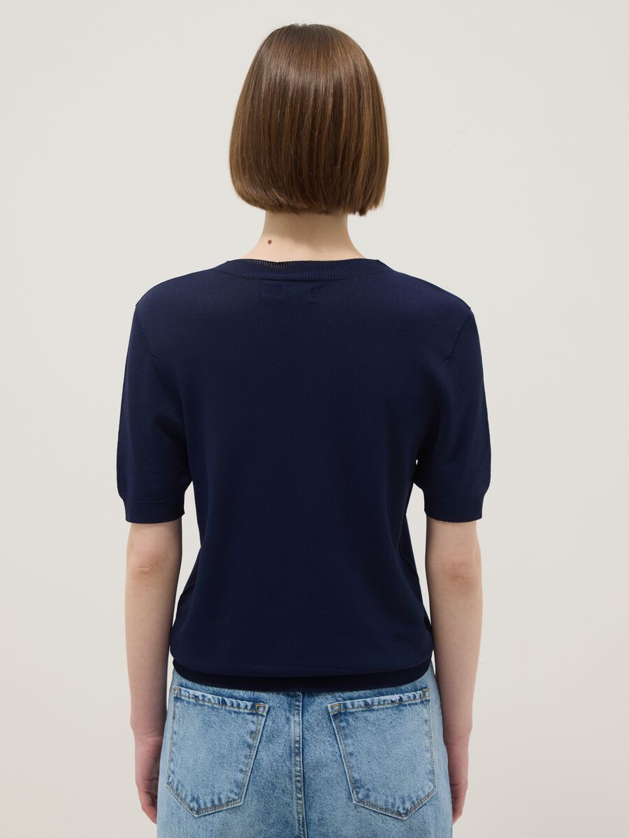 T-shirt in misto viscosa blu regular fit_2