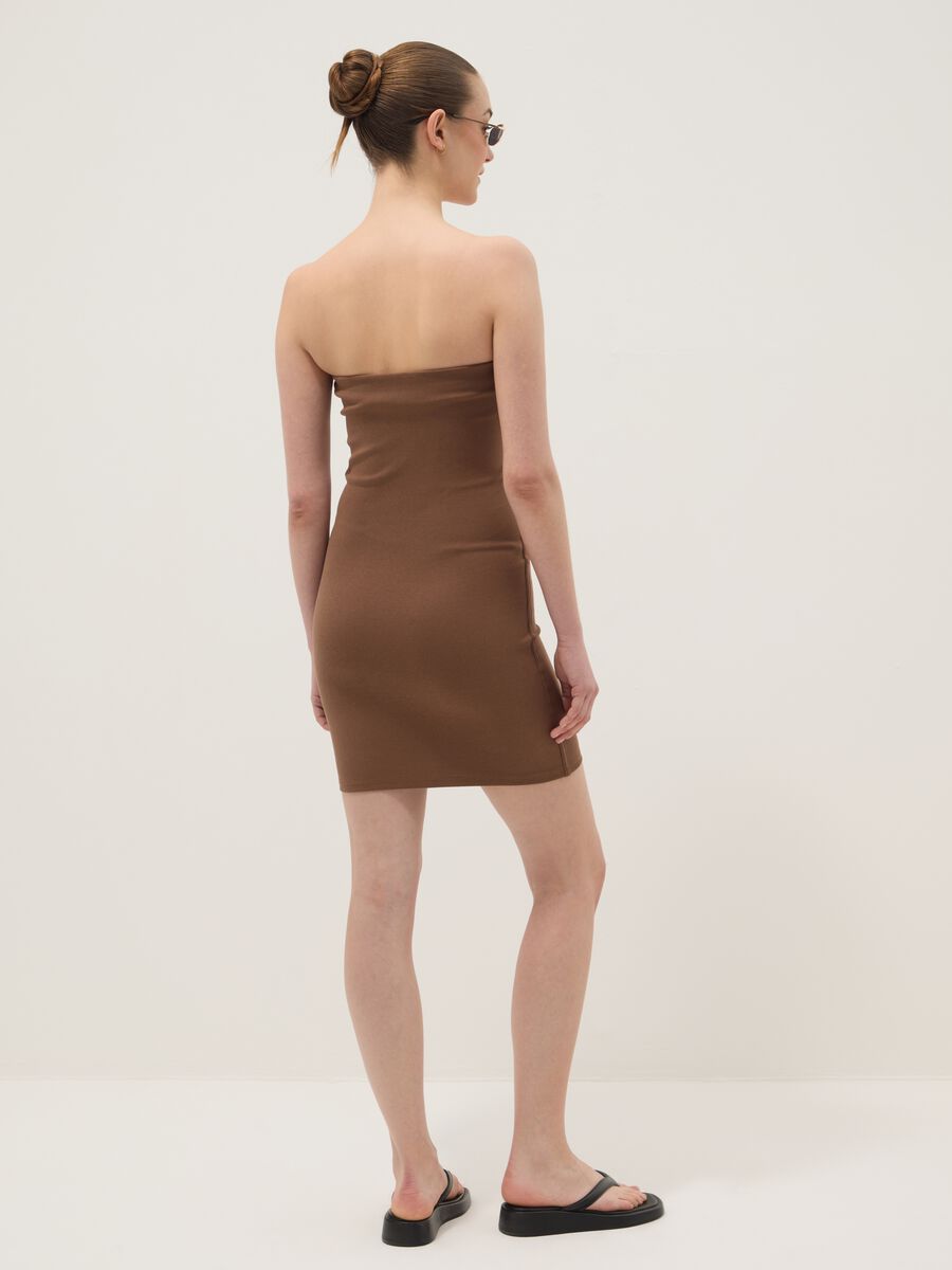 Brown stretch cotton midi dress_2