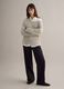 Beige cotton blend regular fit woven jumper with boat neck_1