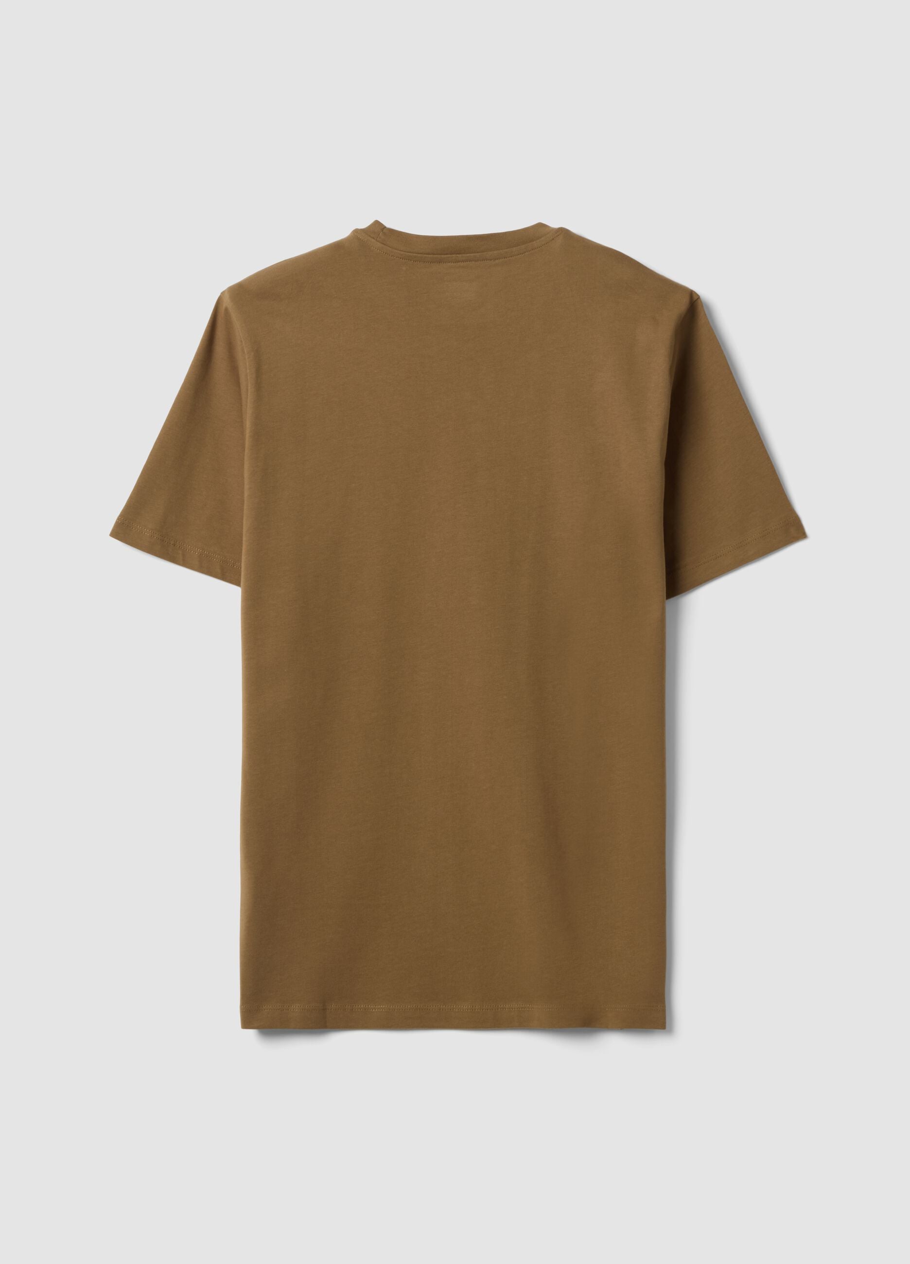 Brown regular-fit T-shirt in pure organic cotton jersey