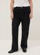 Black stretch cotton wide leg jeans_1