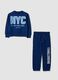 Blue pure cotton tracksuit with crew neck_0