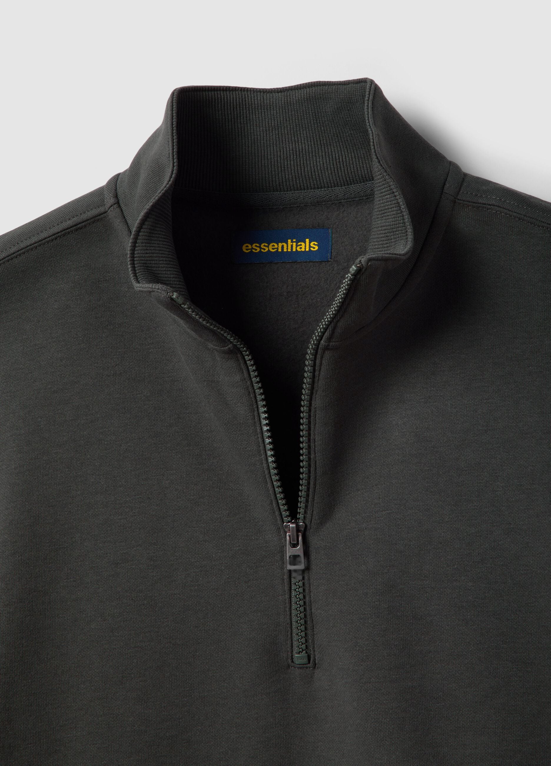 Grey regular fit cotton-blend sweatshirt with half zip