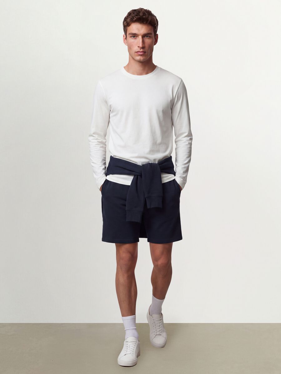 White long-sleeve T-shirt in pure organic cotton with crew neck_1