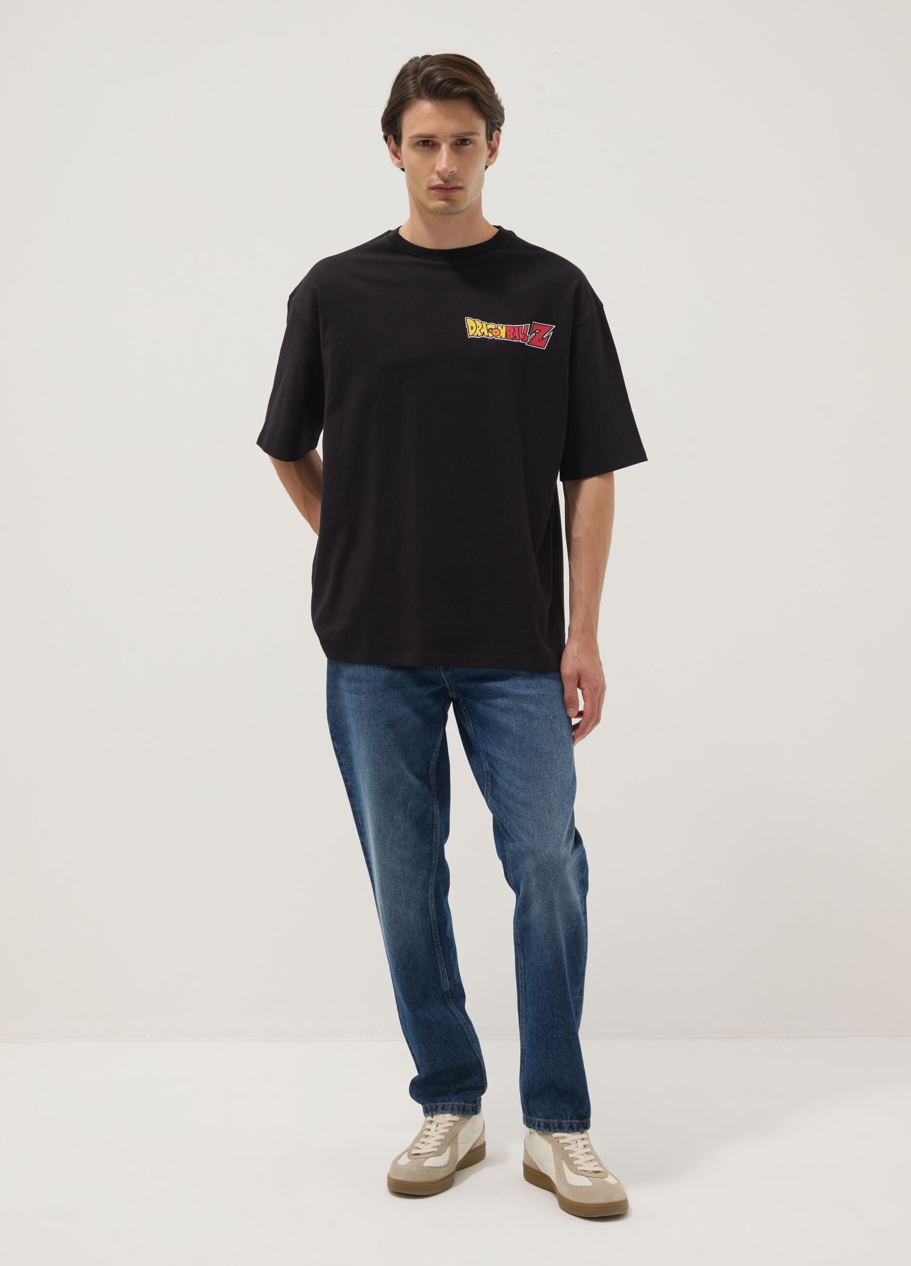Black pure cotton T-shirt with Dragon Ball Z print