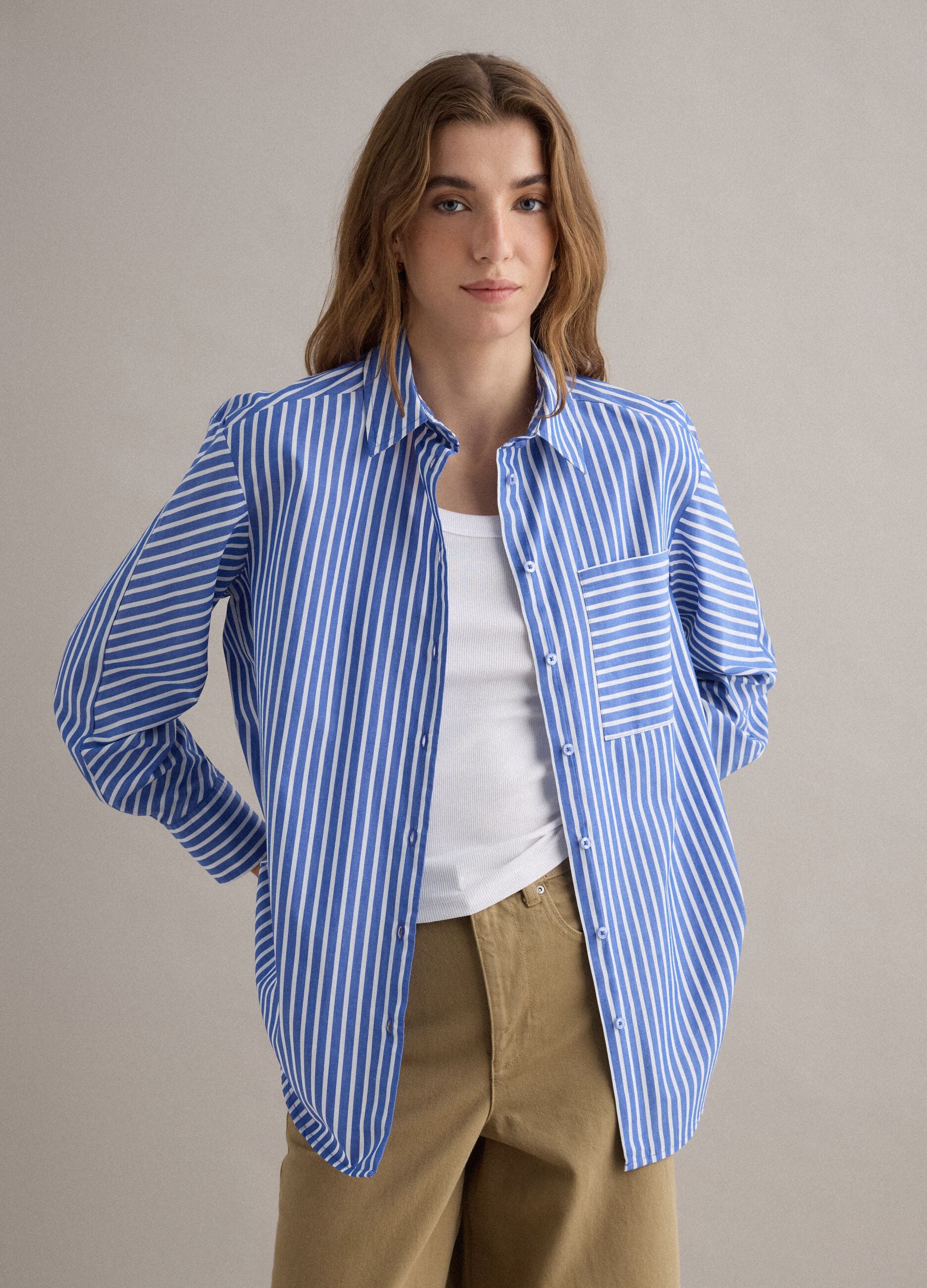 Multicolour striped regular fit pure cotton shirt with pocket