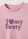 Pink organic cotton T-shirt with front print for girls, regular fit_2