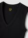 Black pure cotton tank top with V-neck regular fit_5