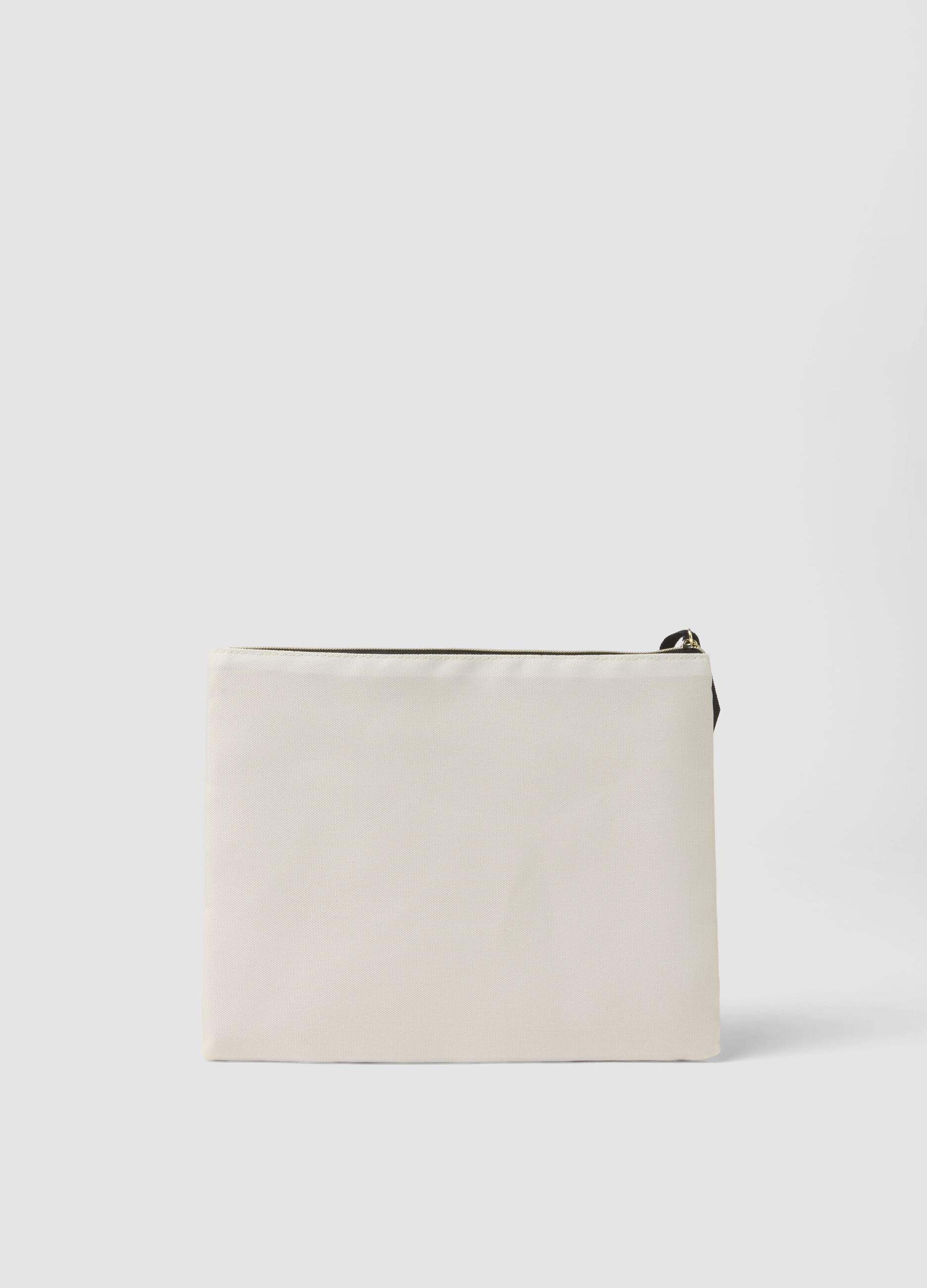 White teddy print pouch