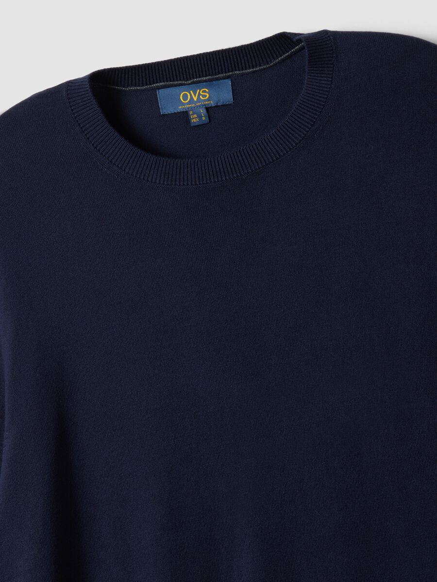 Navy crew-neck jumper in viscose blend, regular fit_1