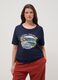 Blue pure cotton T-shirt regular fit with print_2