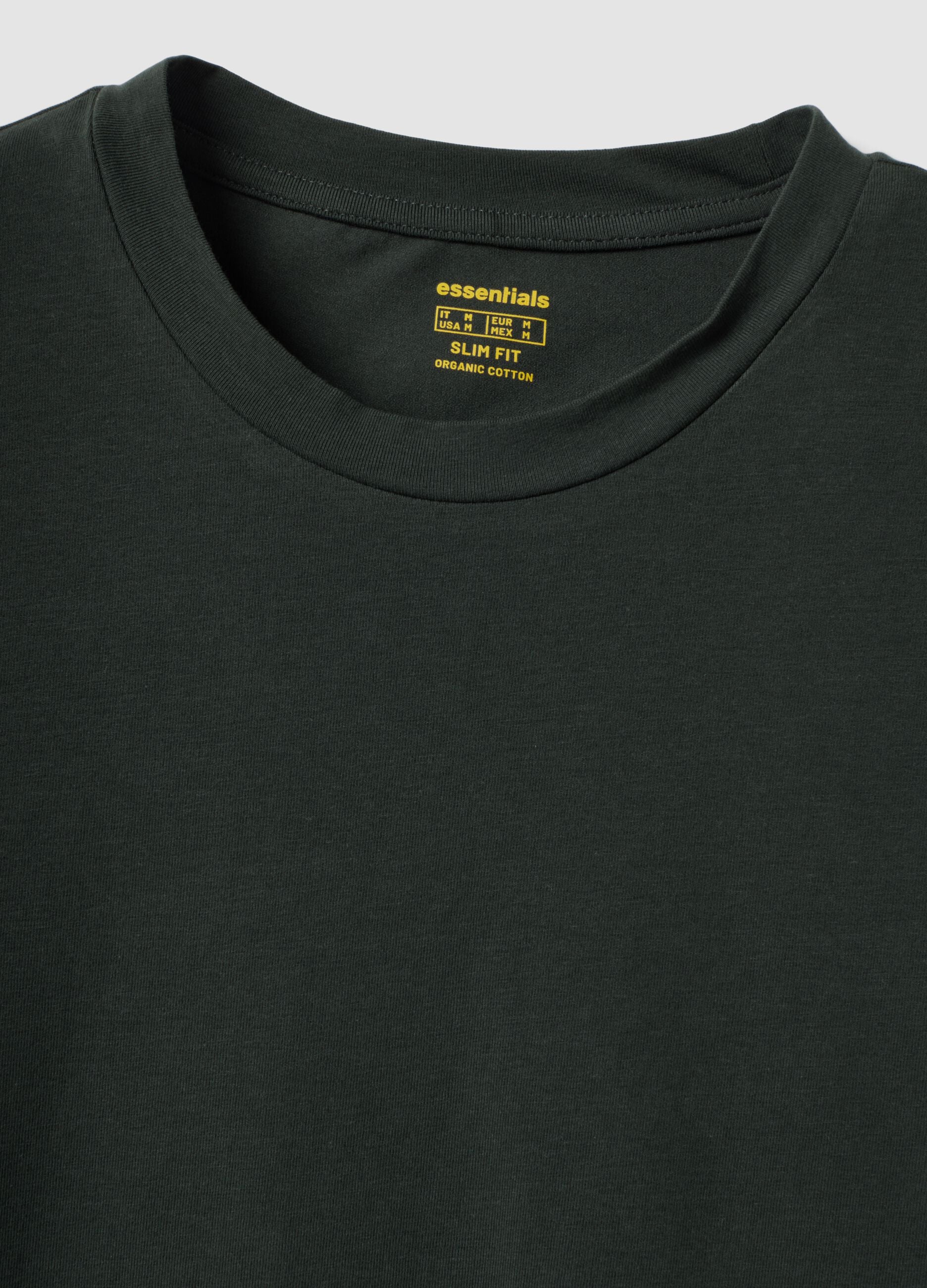 Green organic cotton slim-fit short-sleeve T-shirt
