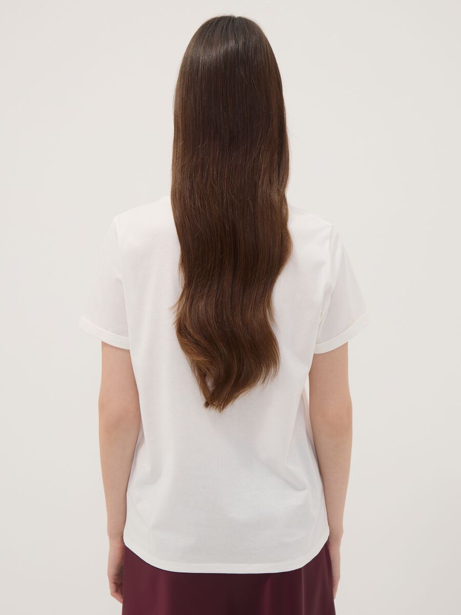 White pure cotton crew-neck T-shirt with floral print, regular fit_3