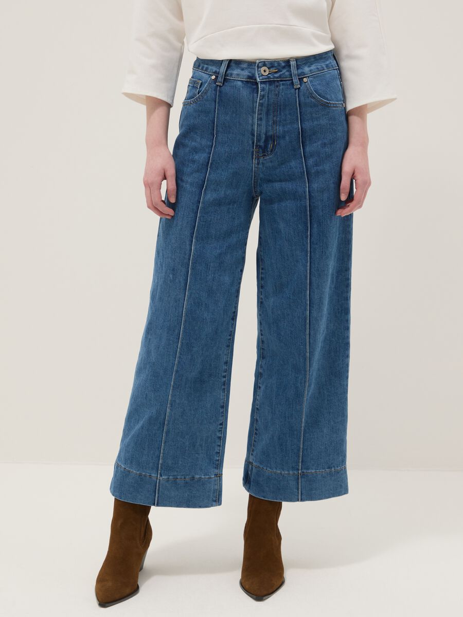 Pantaloni in misto cotone denim elasticizzato blu regular fit_1