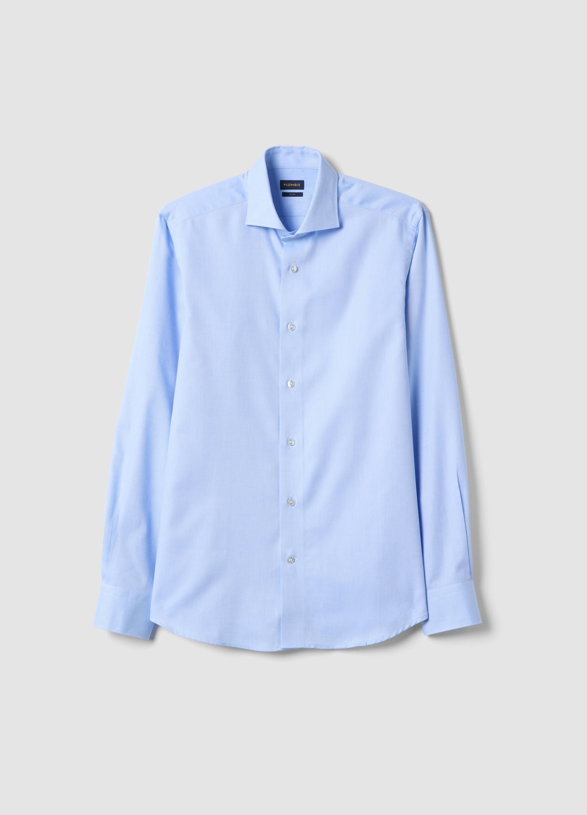 Blue pure cotton slim fit shirt
