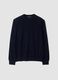 Navy blue crew-neck jumper in pure merino wool, regular fit_0