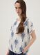 White pure viscose blouse with blue print, regular fit_0