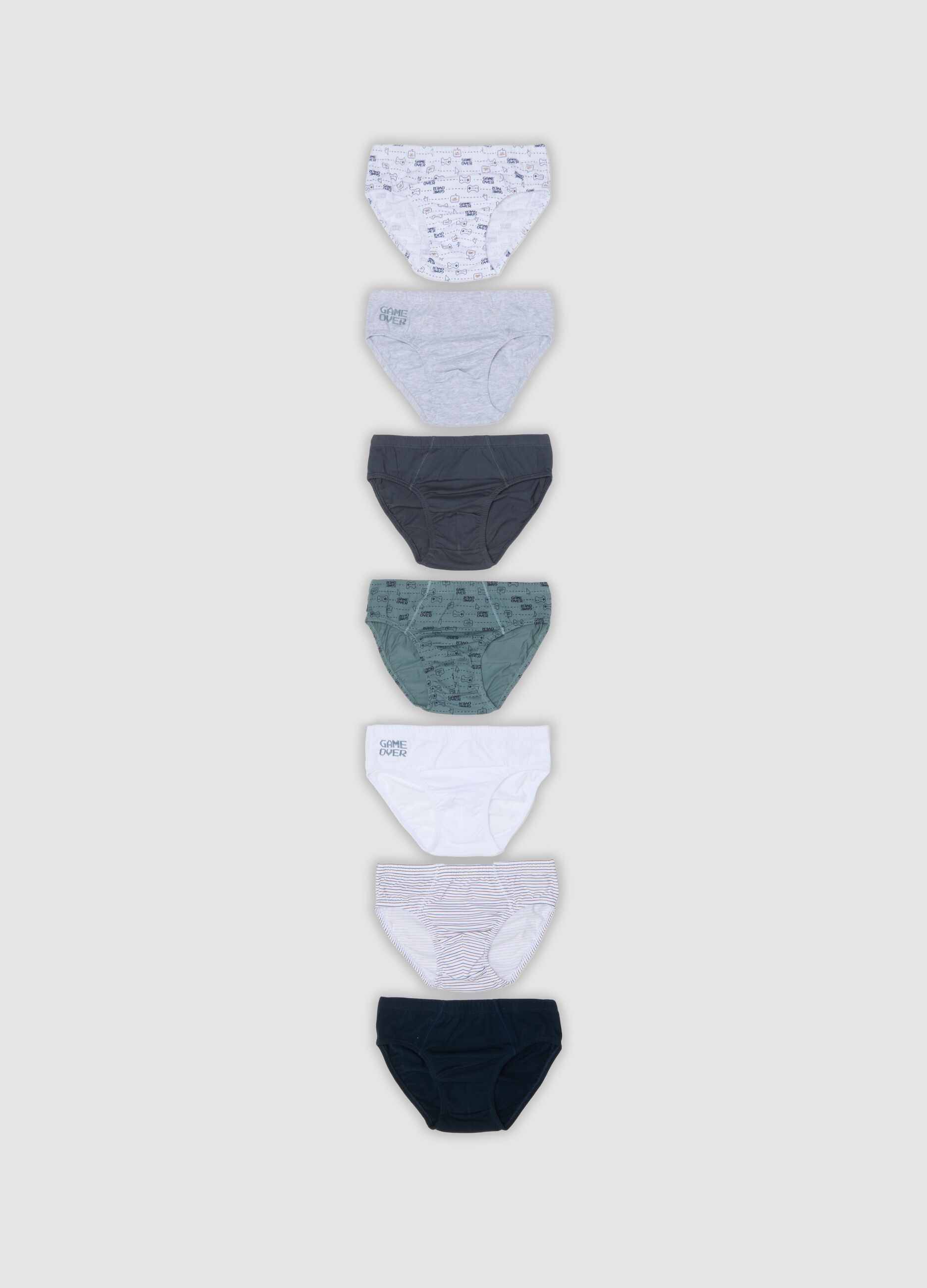 Pack of 7 multicoloured boys&rsquo; briefs in pure organic cotton