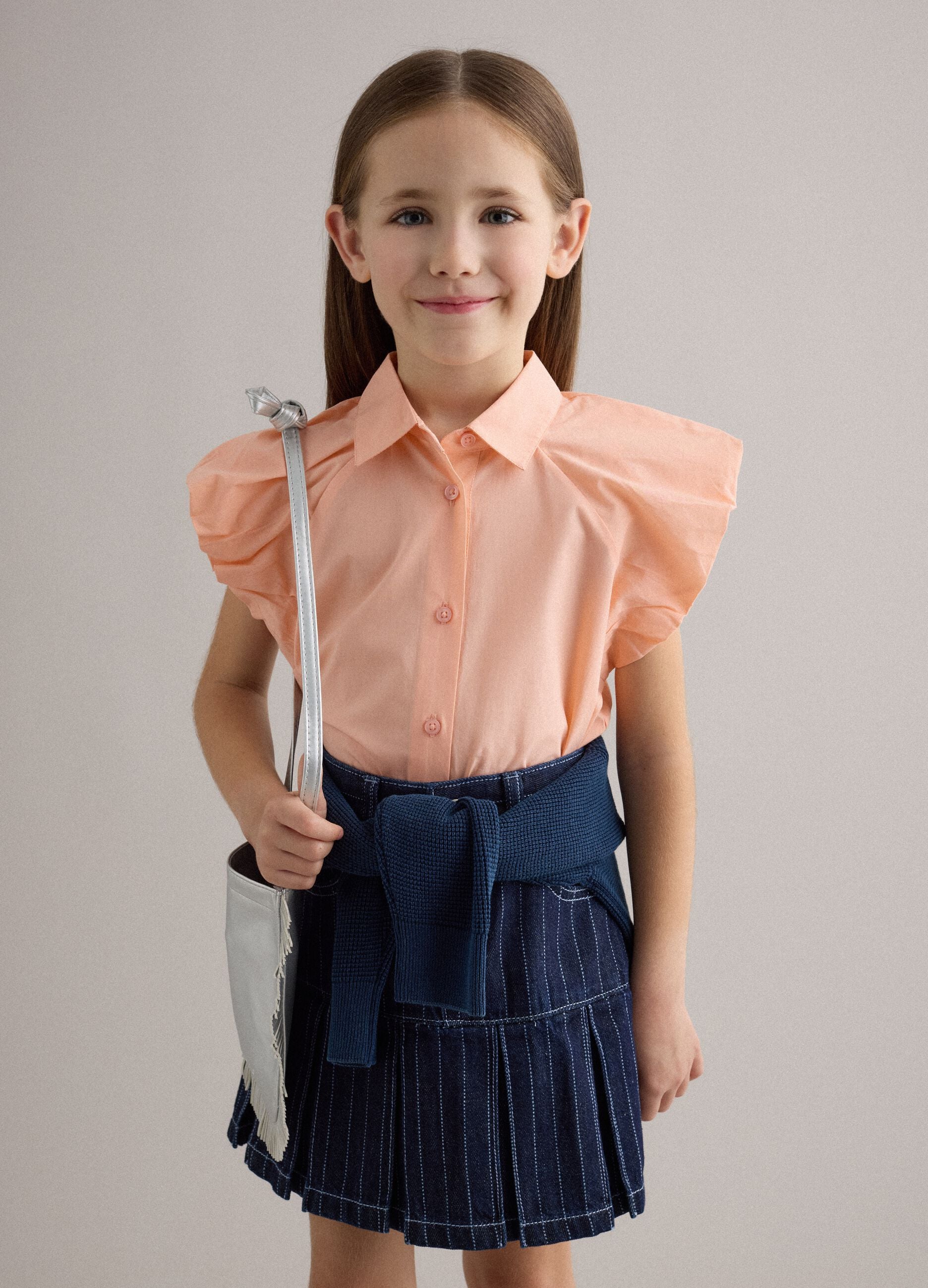 Girls' regular fit pink pure cotton blouse