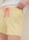 Yellow pure cotton pyjama shorts with lemon print and pink drawstring_3
