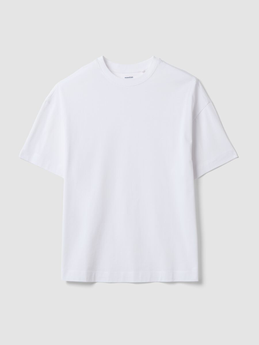 T-shirt over fit bianca in puro cotone a maniche corte_4