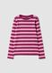 Girls&rsquo; striped multicolour stretch cotton crew-neck T-shirt_0