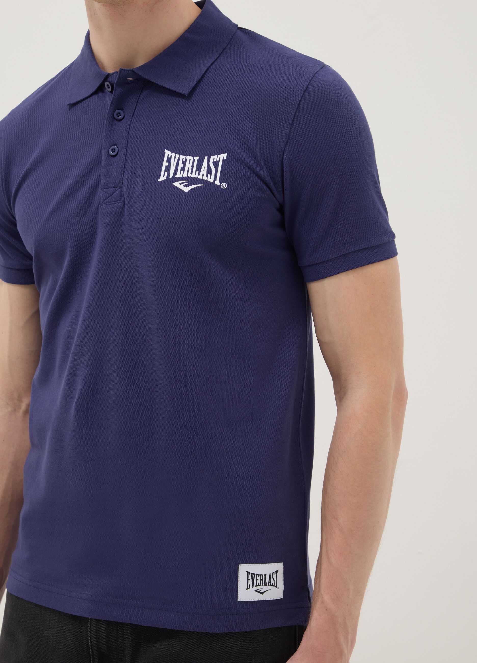Short sleeve blue pure cotton polo