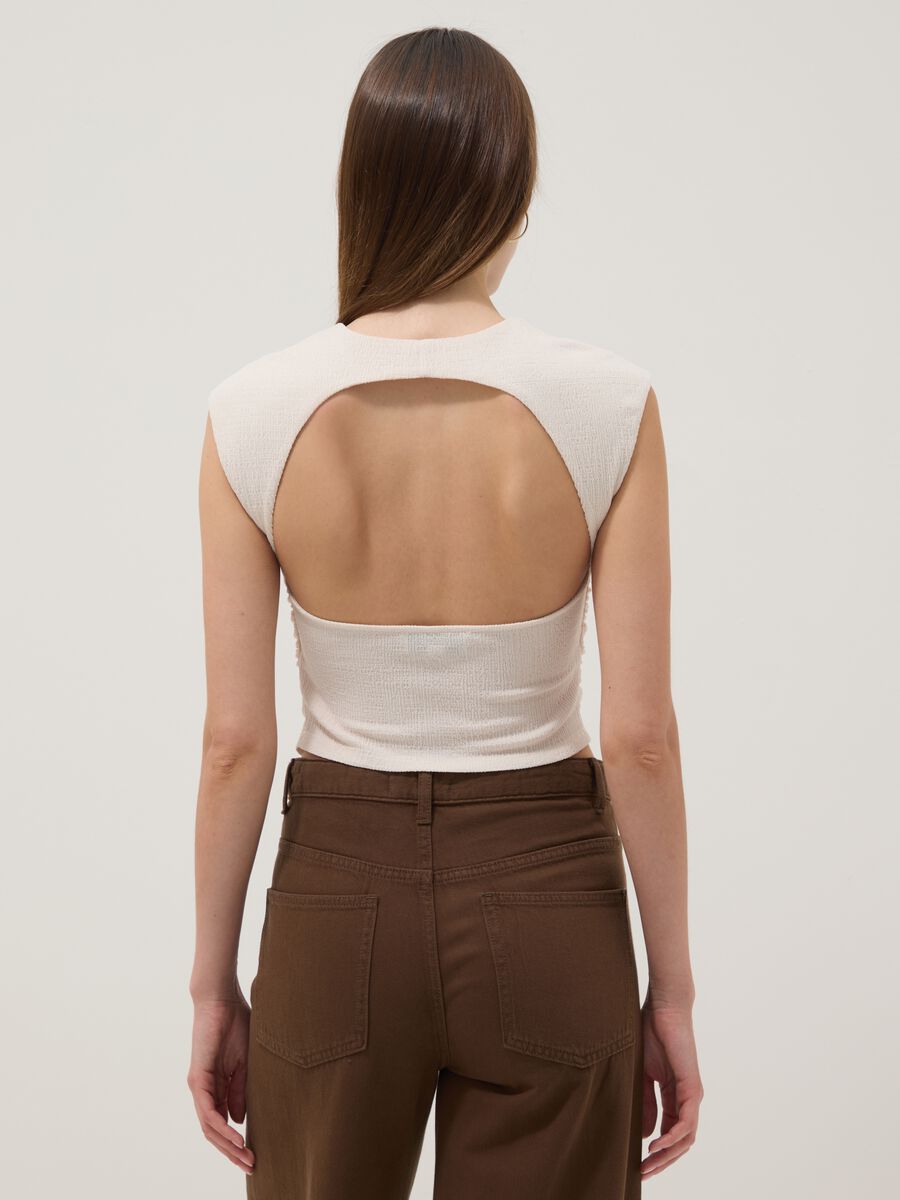 Top senza maniche elasticizzato bianco regular fit_3