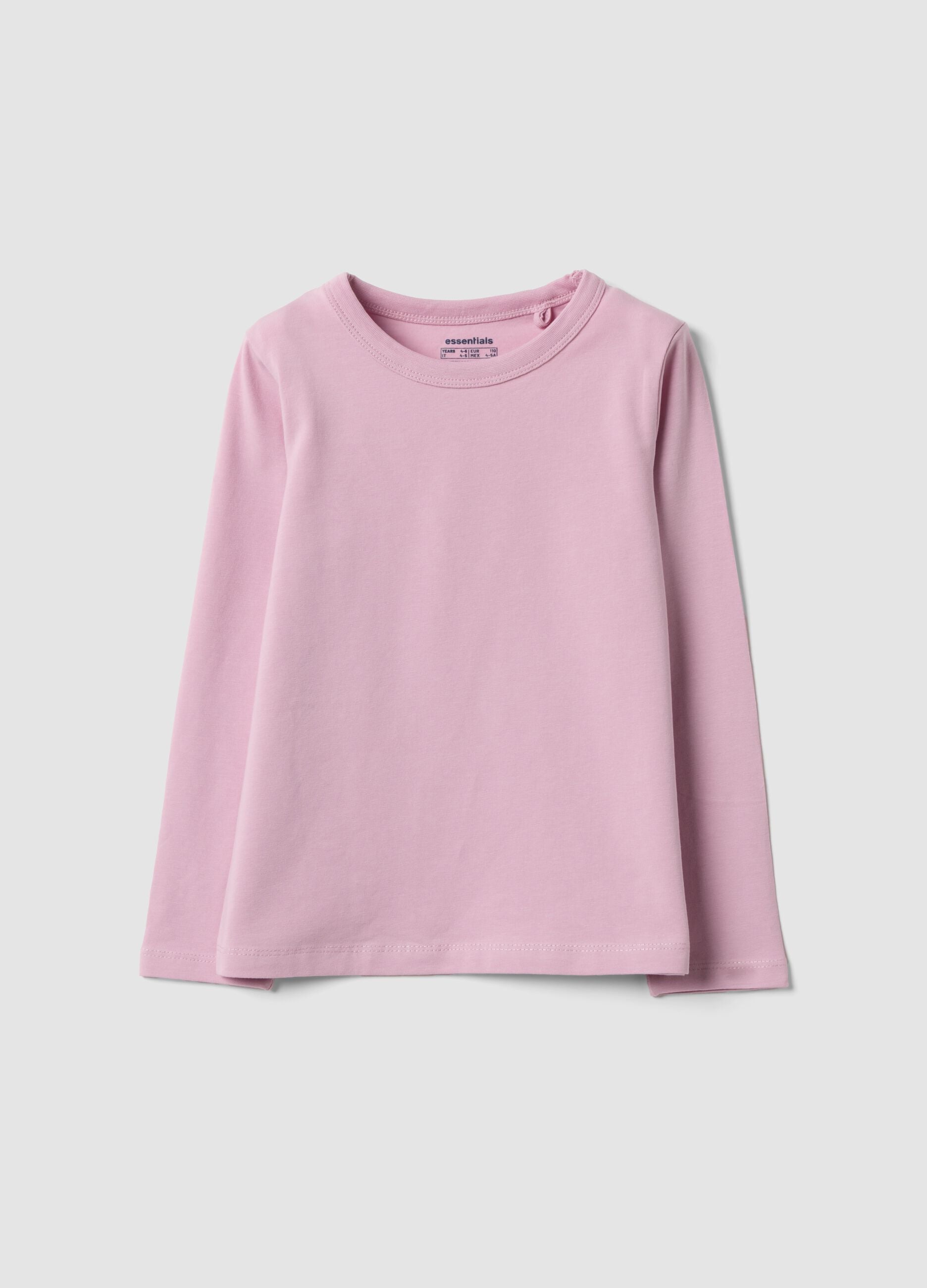 Pink long-sleeve stretch-cotton T-shirt