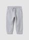 Grey jogger trousers in pure organic cotton with drawstring for baby boy_0