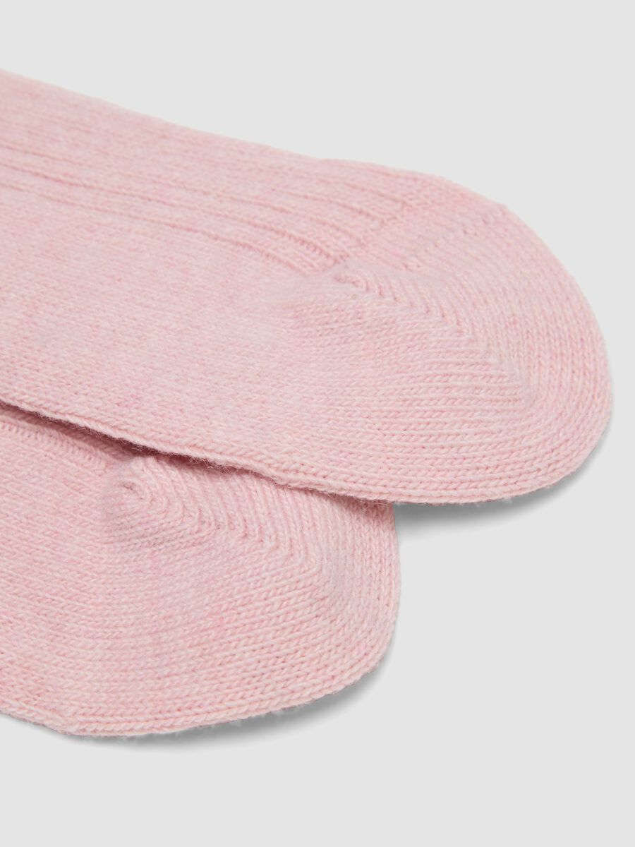Calzini rosa a costine in lana, viscosa e cashmere elasticizzato_1