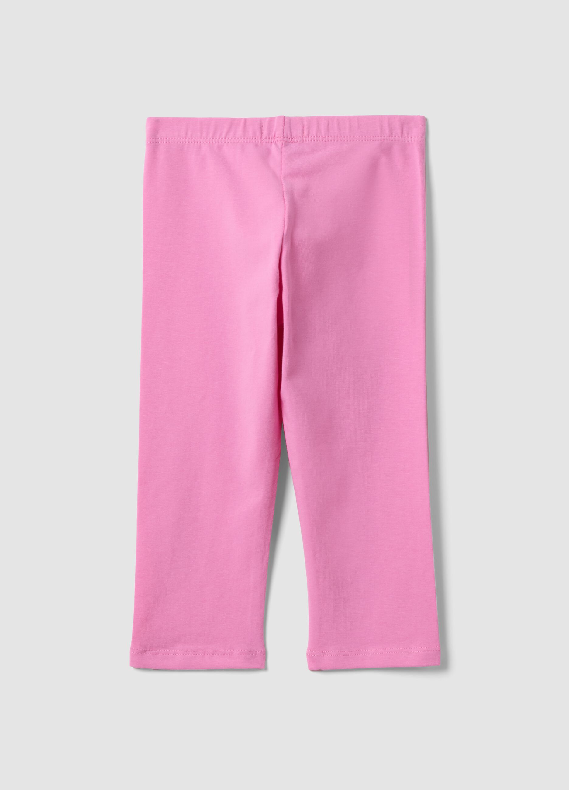 Girls' Slim Fit Pink Stretch Cotton Leggings