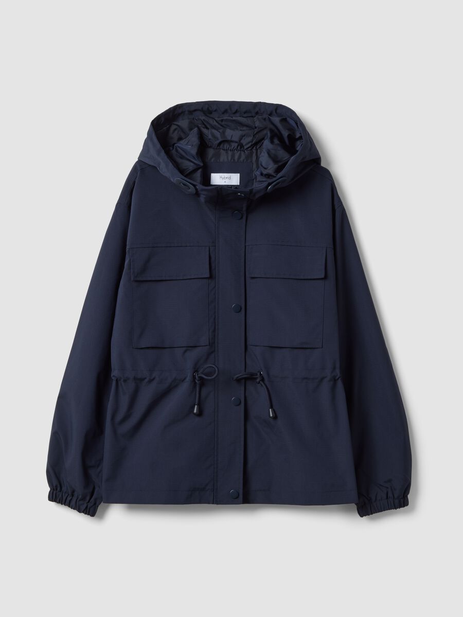 Blue waterproof jacket regular fit with pockets and hood_4