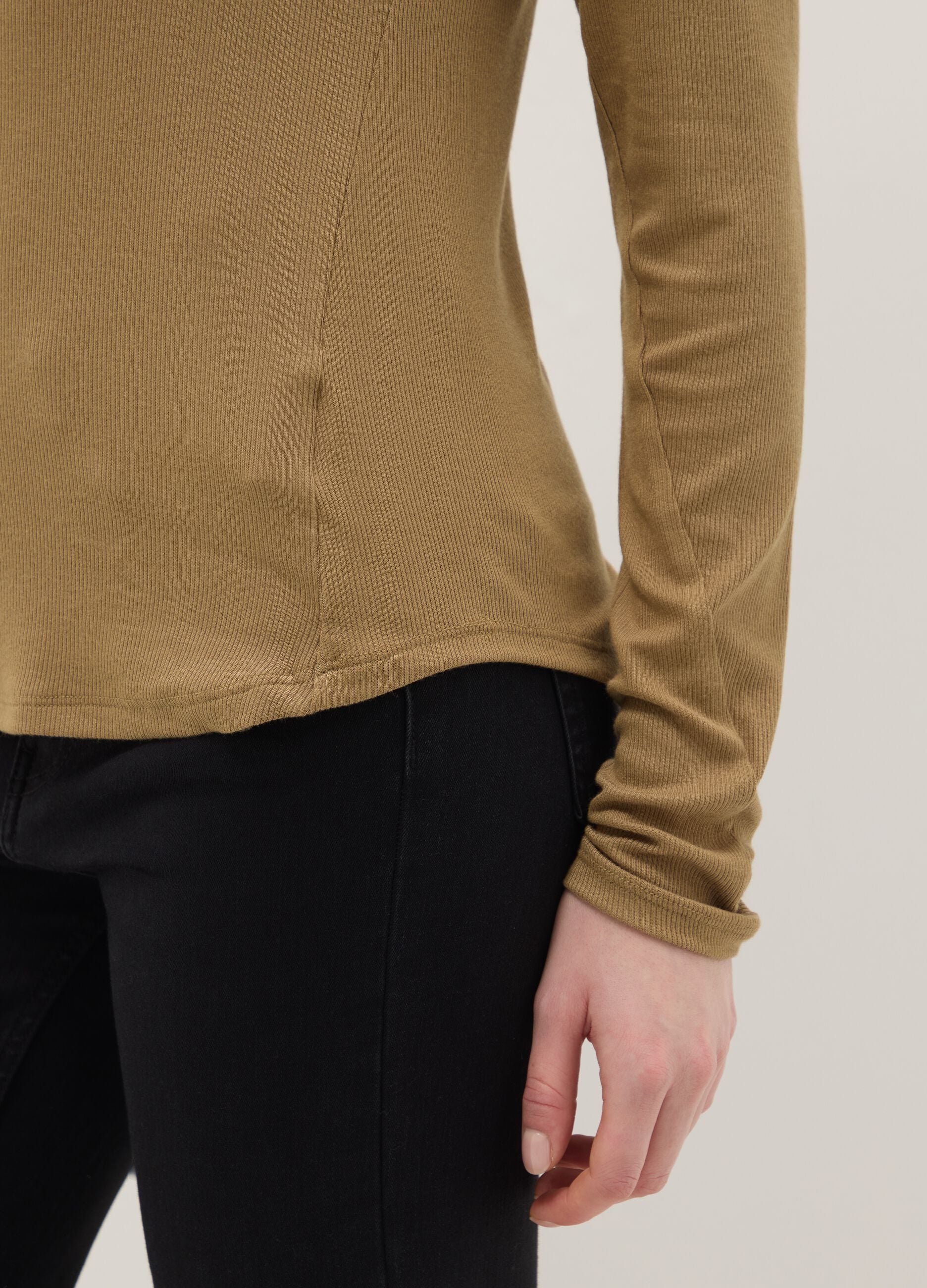 Beige Stretch Modal Regular Fit Top