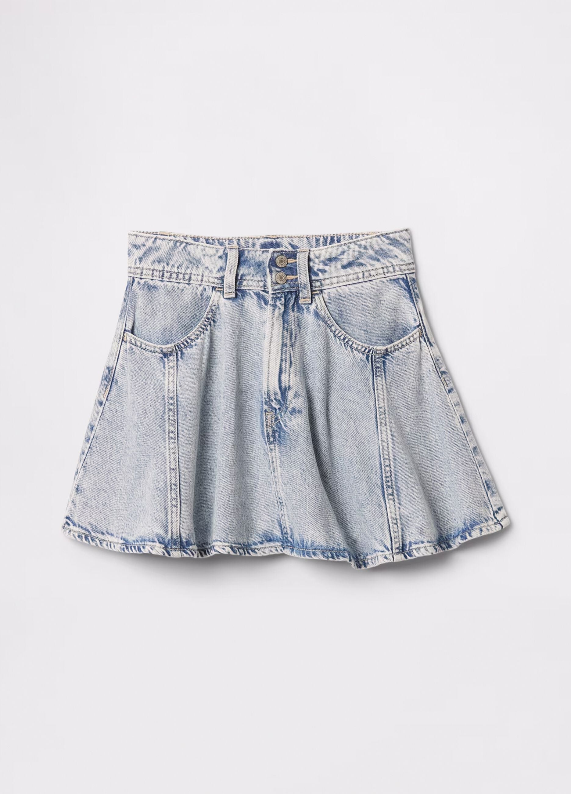 Flared denim skirt with pockets