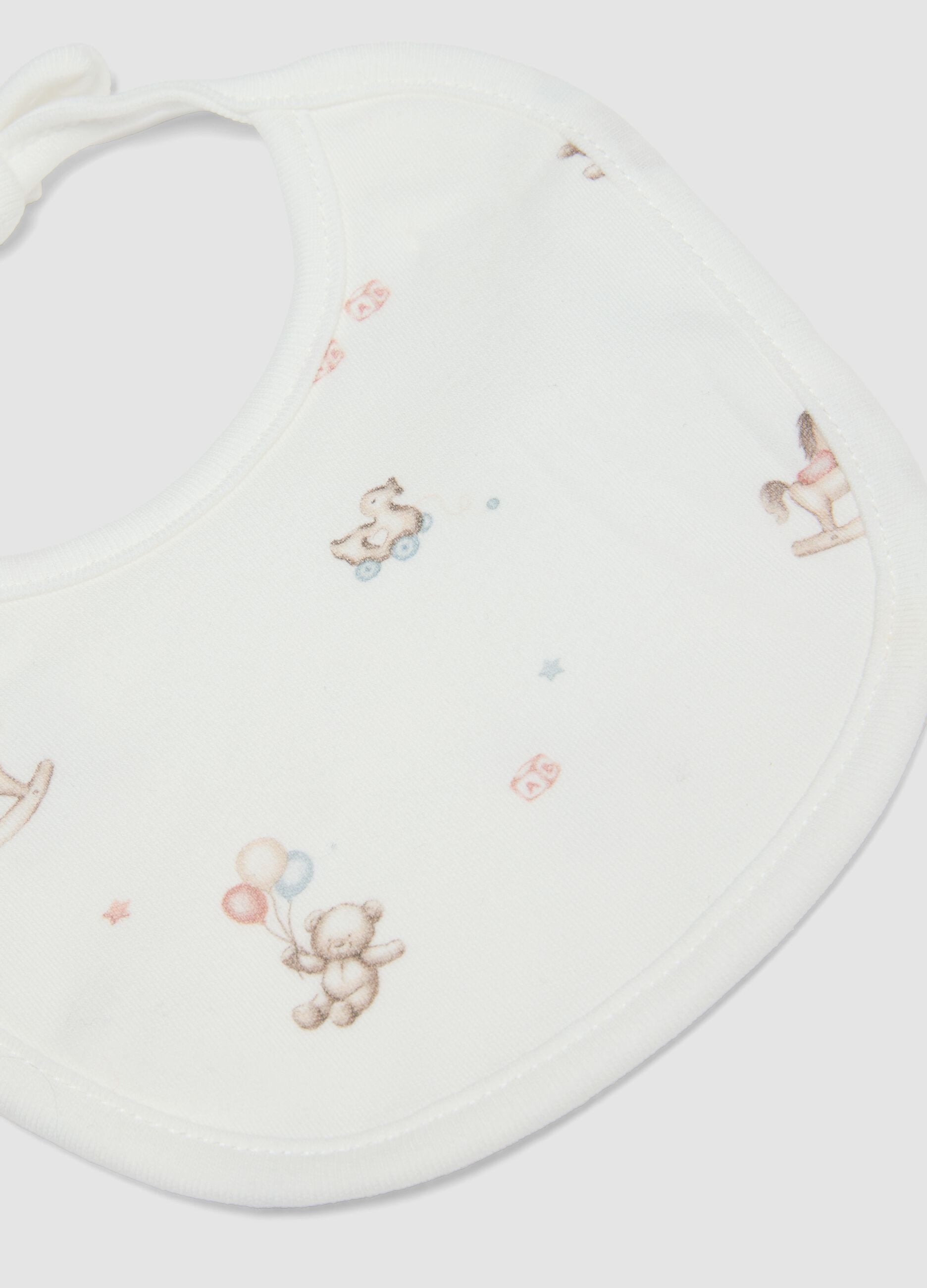 Pack of Two White and Pink Organic Cotton Bibs with Prints for Baby
